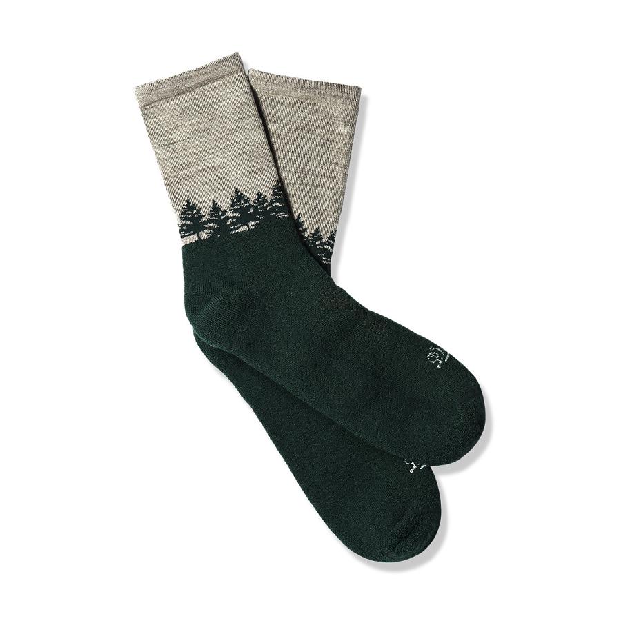 Men\'s Danner Merino Midweight Hiking Socks 3/4 Crew Socks Green / Grey | AU4107FM